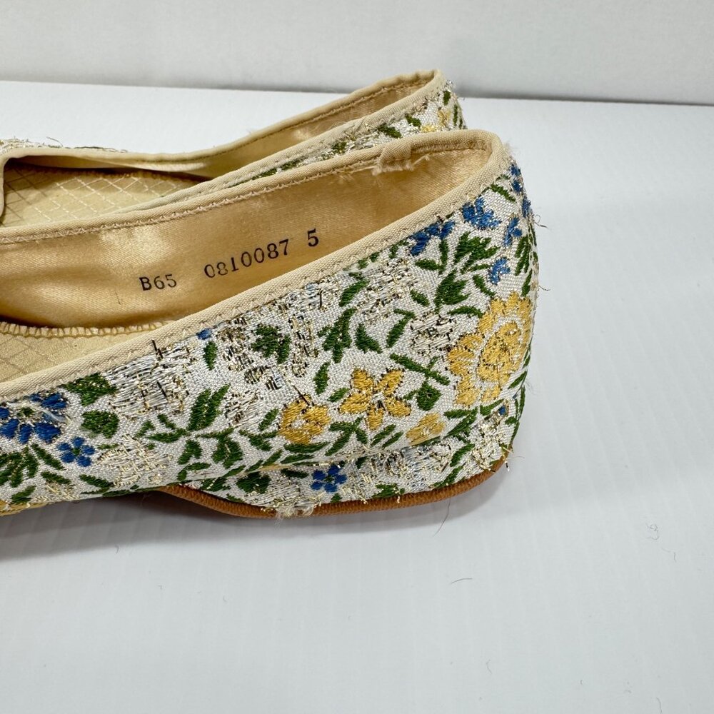 Vintage Daniel Green Slippers Womens 6 1/2 B Lotus Satin Lined Floral Brocade Ta - Picture 6 of 16